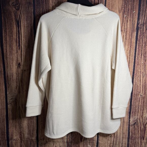 Jane + Delancey Waffle Knit Cowl Neck Pullover Relaxed Sweater Sz: 2X~IVORY NWT - Picture 10 of 10